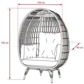 Záhradné kreslo vajíčko Avenberg ZAIRA, prírodné