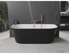 Mexen Oval, voľne stojaca nástenná vaňa 180 x 80 cm, biela-čierna, ružové zlato prepad, 52671808075-60