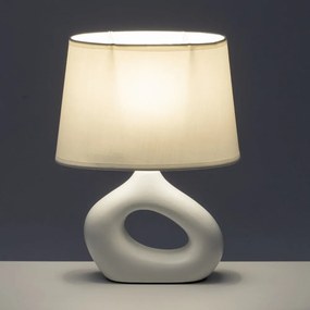 Biela keramická stolová lampa s textilným tienidlom (výška 30 cm) – Casa Selección