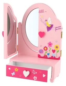 Teddies Zrkadlo šperkovnica Princess 3-dielne zásuvka drevo 16x25x8cm v krabici