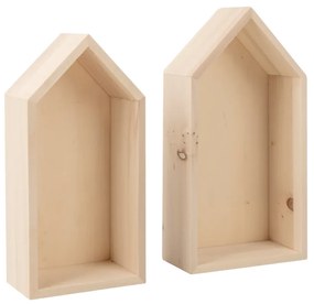 Sada 2 ks drevených poličiek v tvare domčeka LITTLE HOUSES