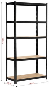 Kovový regál REGMET 90x40x180 cm černý