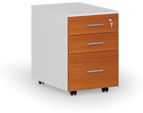 Kancelársky mobilný kontajner na závesné zložky PRIMO WHITE, 3 zásuvky, biela/čerešňa