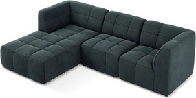 Modrá zamatová rohová pohovka (ľavý roh/s leňoškou) Aloha – Makamii