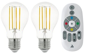EGLO Set 2x múdra žiarovka LM-ZIG, E27, A60, 6W, 4000K, denná biela, diaľkové ovládanie, číra