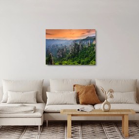 Sklenený obraz - Národný lesný park Zhangjiajie (70x50 cm)