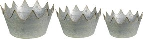 3ks zinkový plechový obal na kvetináč - Ø 43*21 / Ø 40*20 / Ø 33*18 cm
