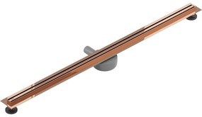 Mexen Flat nerezový sprchový žľab s rotačným 360° sifónom 110 cm, vzor SLIM, ružovo-zlatá, 1641110