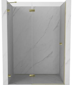 Mexen, Mexen Lunar ľavé otočné sprchové dvere 135 cm, transparentné, zlaté - 834-135-000-50-00-L