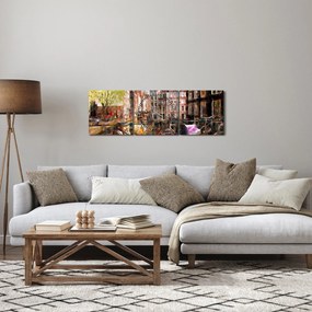 Obraz - Amsterdam (s hodinami) (90x30 cm)