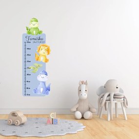 PIPPER. Textilná nálepka na stenu "Detský meter s menom - Dinosaury 2"