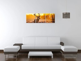 Gario Obraz s hodinami Silný jeleň - 3 dielny Rozmery: 30 x 90 cm
