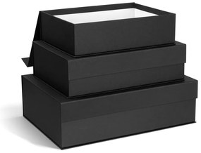 Tmavosivé kartónové úložné boxy v súprave 3 ks s vekom/dekoratívne 42,5x29,5x13 cm Kian Paper Laminate – Bigso