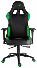 Herná stolička RACING ZK-012 XL — PU koža, čierna / zelená, nosnosť 130 kg