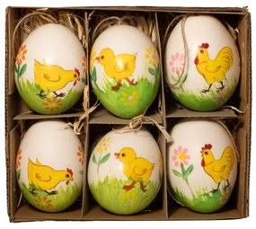 Set maľovaných vajíčok so sliepkami 6 ks