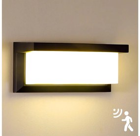 Brilagi-LED Vonkajšie nástenné svietidlo so senzorom BRICKY LED/12W/230V čern IP54