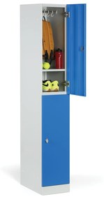 Šatníková skrinka s úložnými boxmi, 2 boxy, 1850 x 300 x 500 mm, cylindrický zámok, zelené dvere
