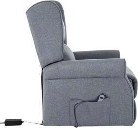 TV kreslo ušiak STILO PLUS s elektrickým polohovaním — látka, sivá, nosnosť 130 kg