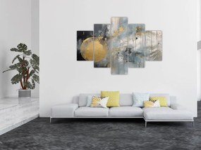 Obraz - Abstrakcia so zlatou guľou (150x105 cm)