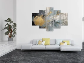 Obraz - Abstrakcia so zlatou guľou (150x105 cm)