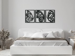 drevko 3-dielny obraz na stenu Motýle Rozmer obrazu: 28,5 x 65 cm, Farba dekorácie: Čierna
