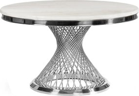 JEDÁLENSKÝ STÔL AUDREY BIELY MRAMOR + STRIEBORNÝ 130 x 75 cm