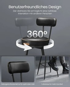 VASAGLE EKHO Collection - Sada 2 barových stoličiek s otočným operadlom LBC889 Farba: čierna