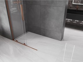 Mexen Velar L, posuvná sprchová zástena Walk-in 90 x 200 cm, 8mm číre sklo, ružové zlato, 871-090-003-03-60