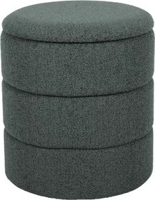 Okrúhly taburet s úložným priestorom Picardo, šedo-zelená látka%