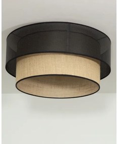 Stropné svietidlo BORHO 1xE27/60W/230V pr. 50 cm čierne/juta