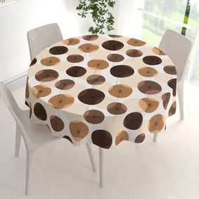 Biante Bavlnený okrúhly obrus Sandra SA-488 Hnedo-béžové designové púpavy Ø 120 cm
