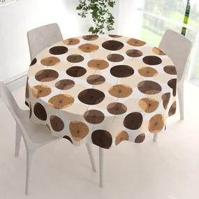 Biante Bavlnený okrúhly obrus Sandra SA-488 Hnedo-béžové designové púpavy Ø 100 cm