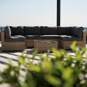 Modulový ratanový záhradný set so stolíkom XL2501 v prírodnej farbe