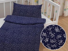 Biante Detské bavlnené posteľné obliečky do postieľky Sandra SA-359 Drobné kvietky na tmavo modrom Do postieľky 90x120 a 40x60 cm