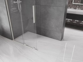 Mexen Velar, sprchová zástena s posuvnými dverami Walk-in 100 x 200 cm, 8mm číre sklo, brúsená oceľ, 871-100-000-03-97