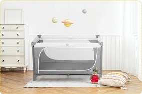 Ricokids Cestovná postieľka + matrac + taška 125x65x78cm RK-241 sivá