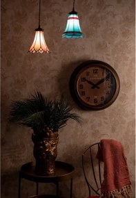 Modrá závesná Tiffany lampa červené pruhy RedLine - Ø 15*115 cm E14/max 1*25W