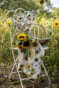 Béžová bavlnená utierka so slnečnicami Sunny Sunflowers - 50*70cm