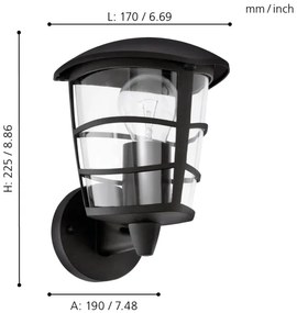 Eglo 93097 - LED Vonkajšie nástenné svietidlo ALORIA 1xE27/8,5W/230V IP44