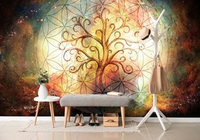 Samolepiaca tapeta strom s kvetinou života - 150x100