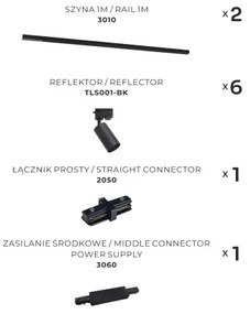 Zuma Line 3021 - Bodové svietidlo v lištovom systéme TUBE 6xGU10/35W/230V čierna