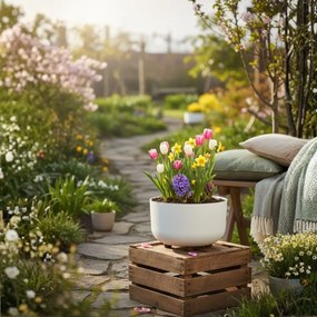 PLASTOVÝ KVETINÁČ TERRA 27X17 CM KRÉMOVÁ