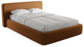 Čalúnená dvojlôžková posteľ v terakotovej farbe s úložným priestorom s roštom 140x200 cm Kiana – Makamii