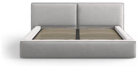 Svetlosivá čalúnená dvojlôžková posteľ s úložným priestorom a roštom 180x200 cm Arendal – Cosmopolitan Design