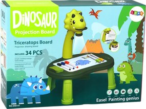 LEAN Toys Dinosaurus Kreslenie Projektor Herný stôl 2v1 Čínske hady Zelená