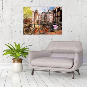 Sklenený obraz - Amsterdam, maľba (70x50 cm)