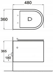 Mexen SOFIA RIMLESS misa závesná so sedátkom voľne-padajúcim, 48 x 36 cm, čierna matná, 3354XX85+39100185