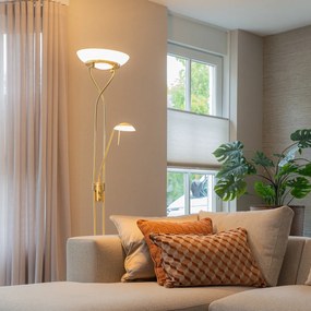 Stojaca lampa mosadz s lampou na čítanie vrátane LED a stmievača - Empoli