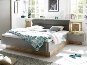 Posteľ s nočnými stolíkmi Capri 180x200 cm, dub wotan/šedá%
