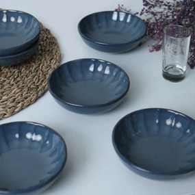 Súprava 6 kameninových misiek Laguna 12 cm, tmavomodrá